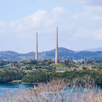 Hario Transmission Station concrete radio towers in Sasebo, Nagasaki