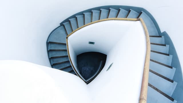 Rice ball shaped spiral staircase in Tokyo, Japan