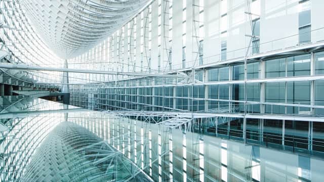 Steel and glass architecture of Tokyo International Forum