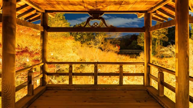 Traditional wooden temple buildings and peaceful Zen gardens at Tofuku-ji Temple in Kyoto.