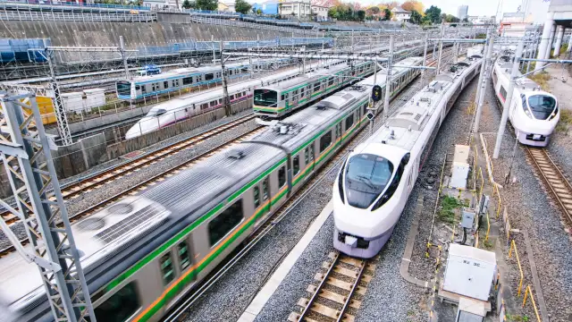 Nippori station offers great view point for train lovers in Tokyo, Japan