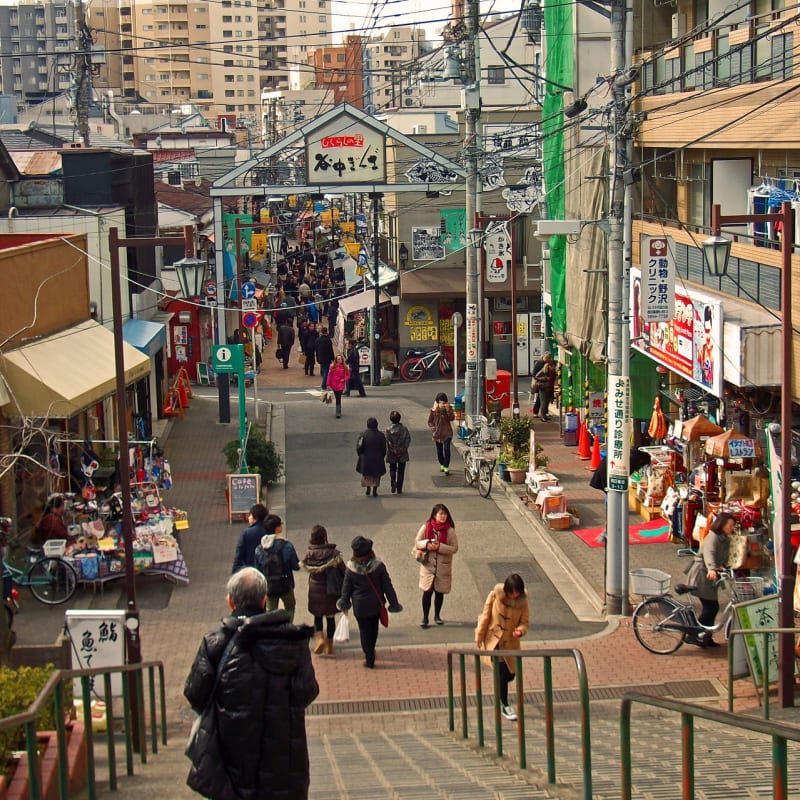 Traditional neighborhood, Yanaka Ginza shopping street in Tokyo, Japan
