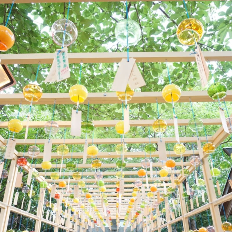 Arahito Shrine Fukuoka - wind chimes and lantern photo spot in shrine