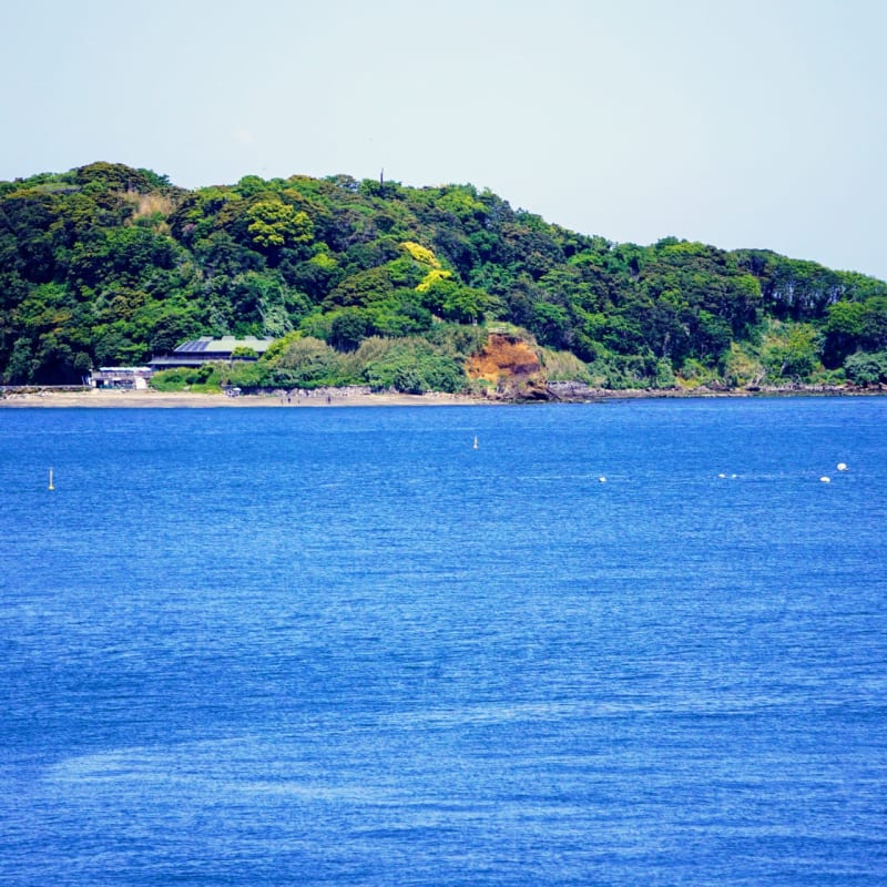Sarushima Island historic fortress ruins and lush greenery in Yokosuka