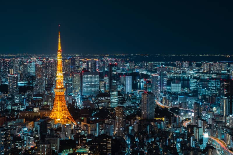 tokyo tower and cityscape of tokyo in kanto region of japan