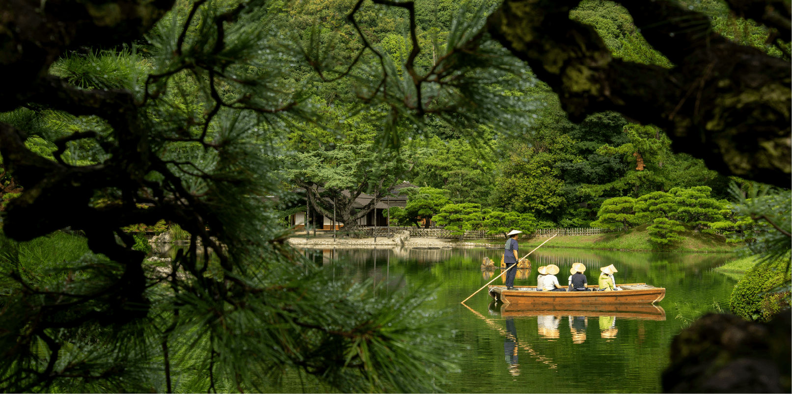boating ride at Ritsurin Garden