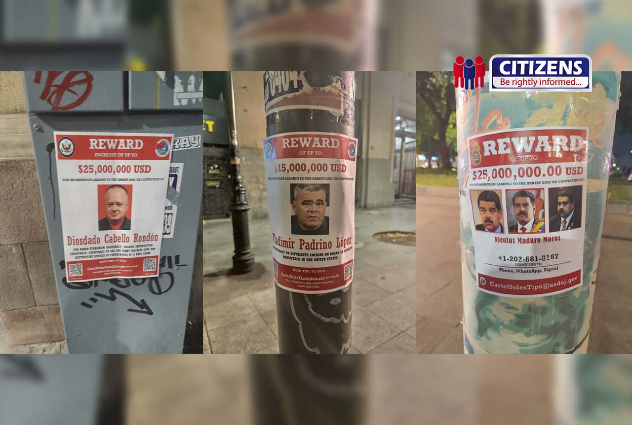 DEA Posters Offering Rewards for Venezuelan Officials Appear in Downtown Santiago de Chile