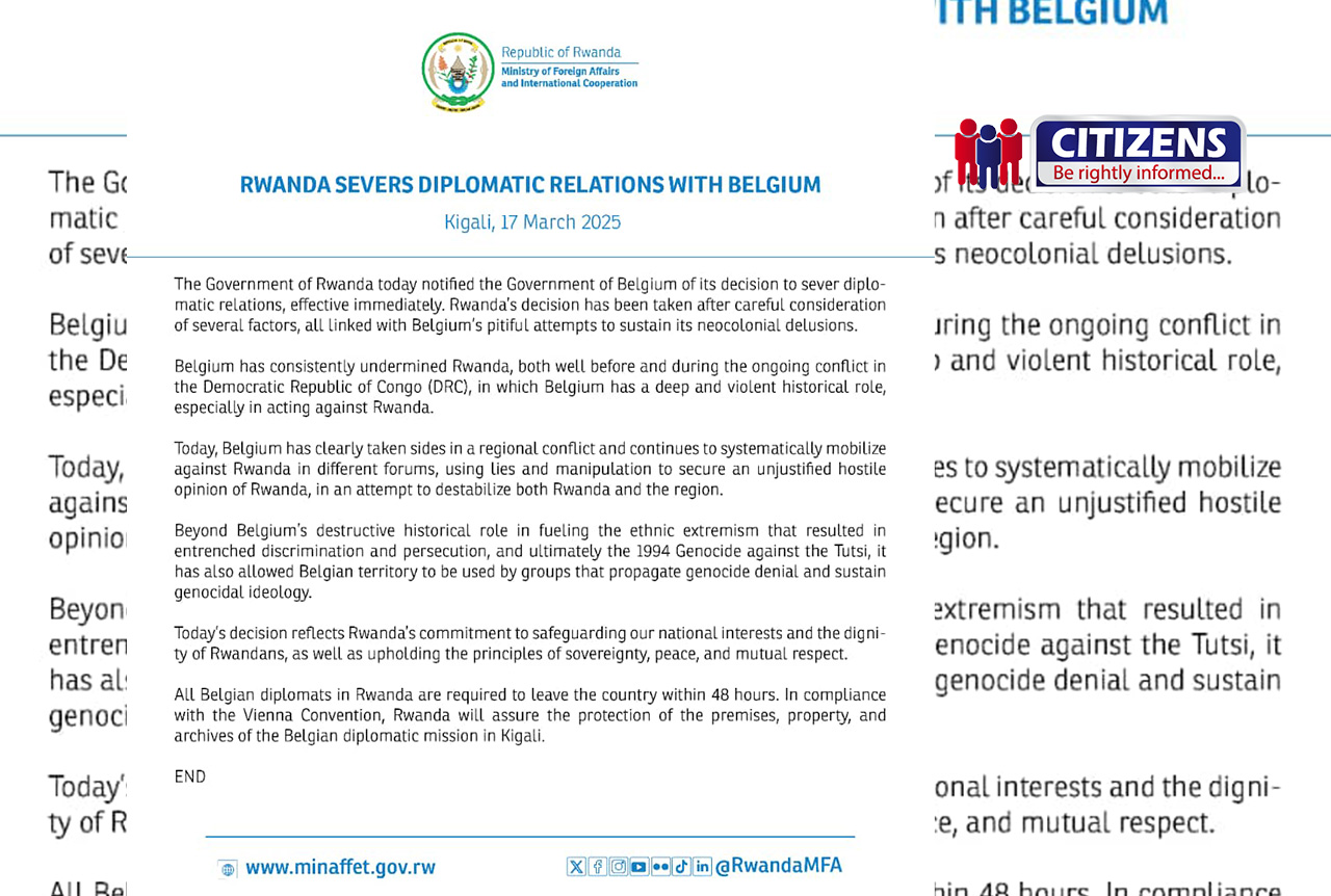 RWANDA CUTS DIPLOMATIC TIES WITH BELGIUM OVER ‘NEOCOLONIAL DELUSIONS’