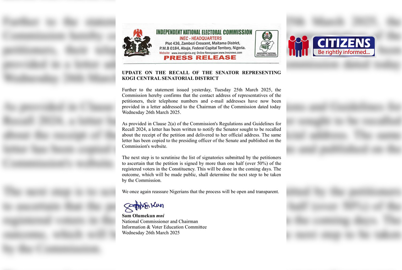 BREAKING: INEC Notifies Senator Natasha Akpoti of Recall Mov...