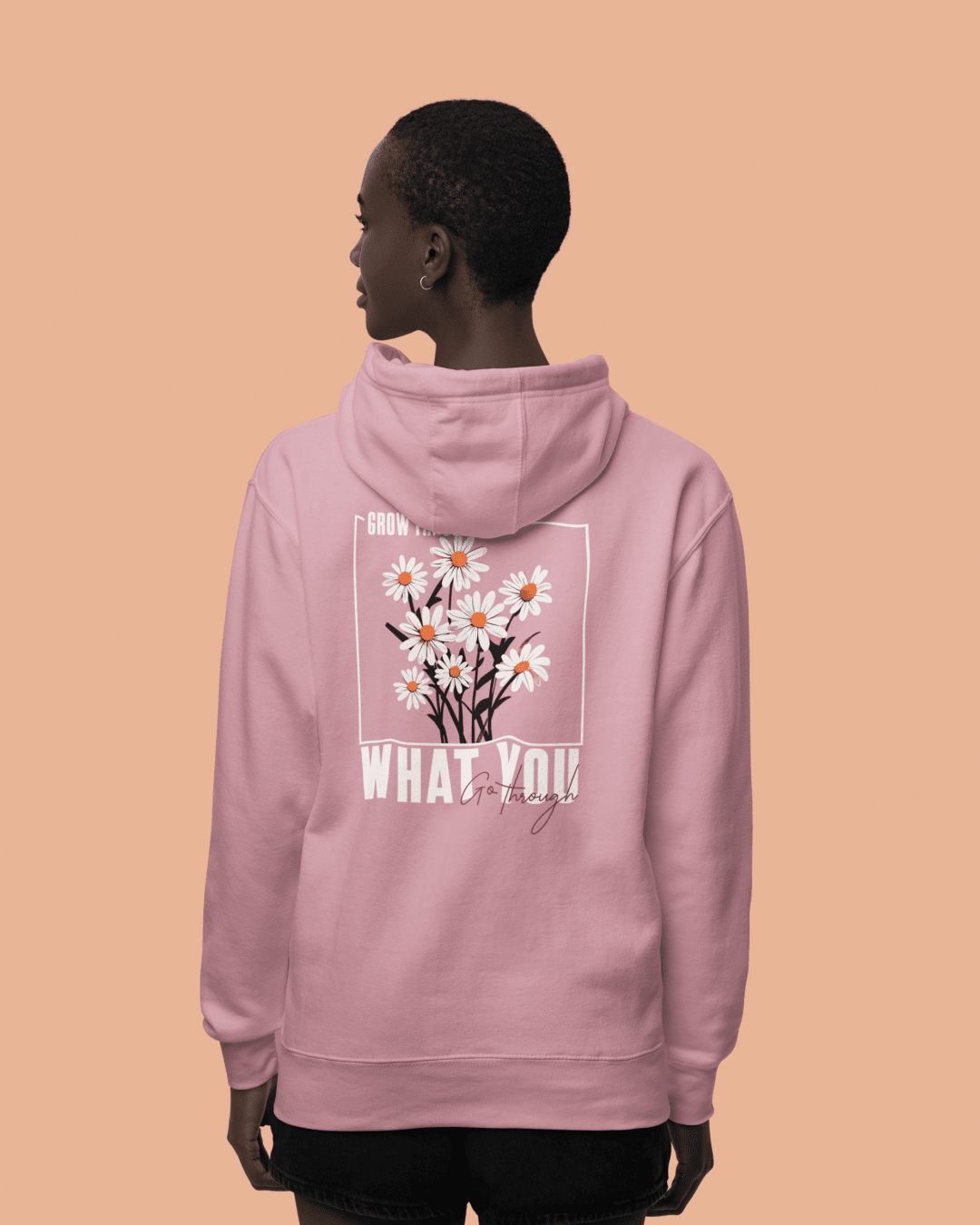 Unisex Pink Floral Graphic Printed Relaxed Fit Pullover Hoodie