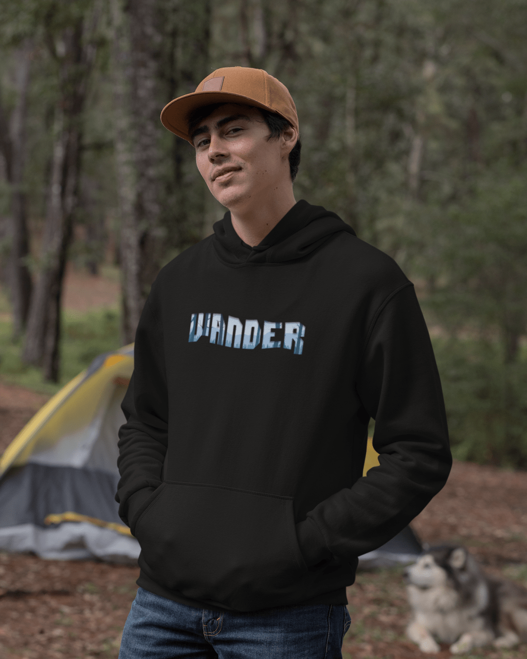 Unisex Black "Wander" Graphic Printed Casual Hoodie for Outdoor Adventures
