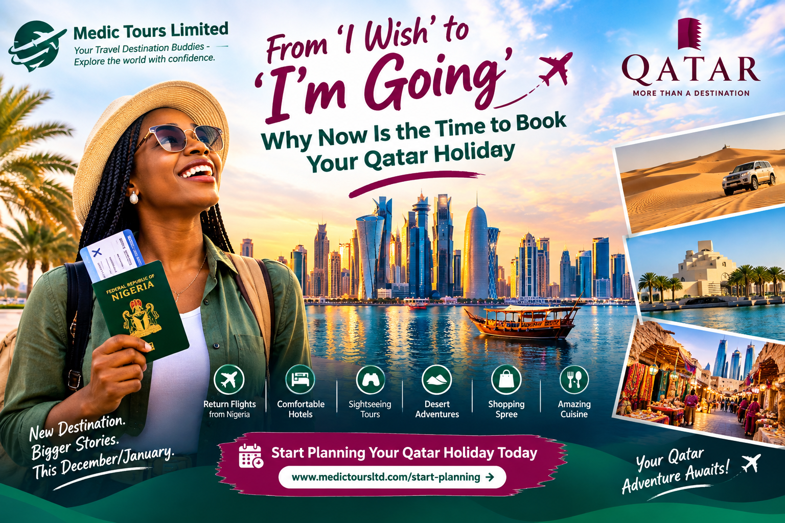 Nigerian travellers preparing for a Qatar holiday during December and January