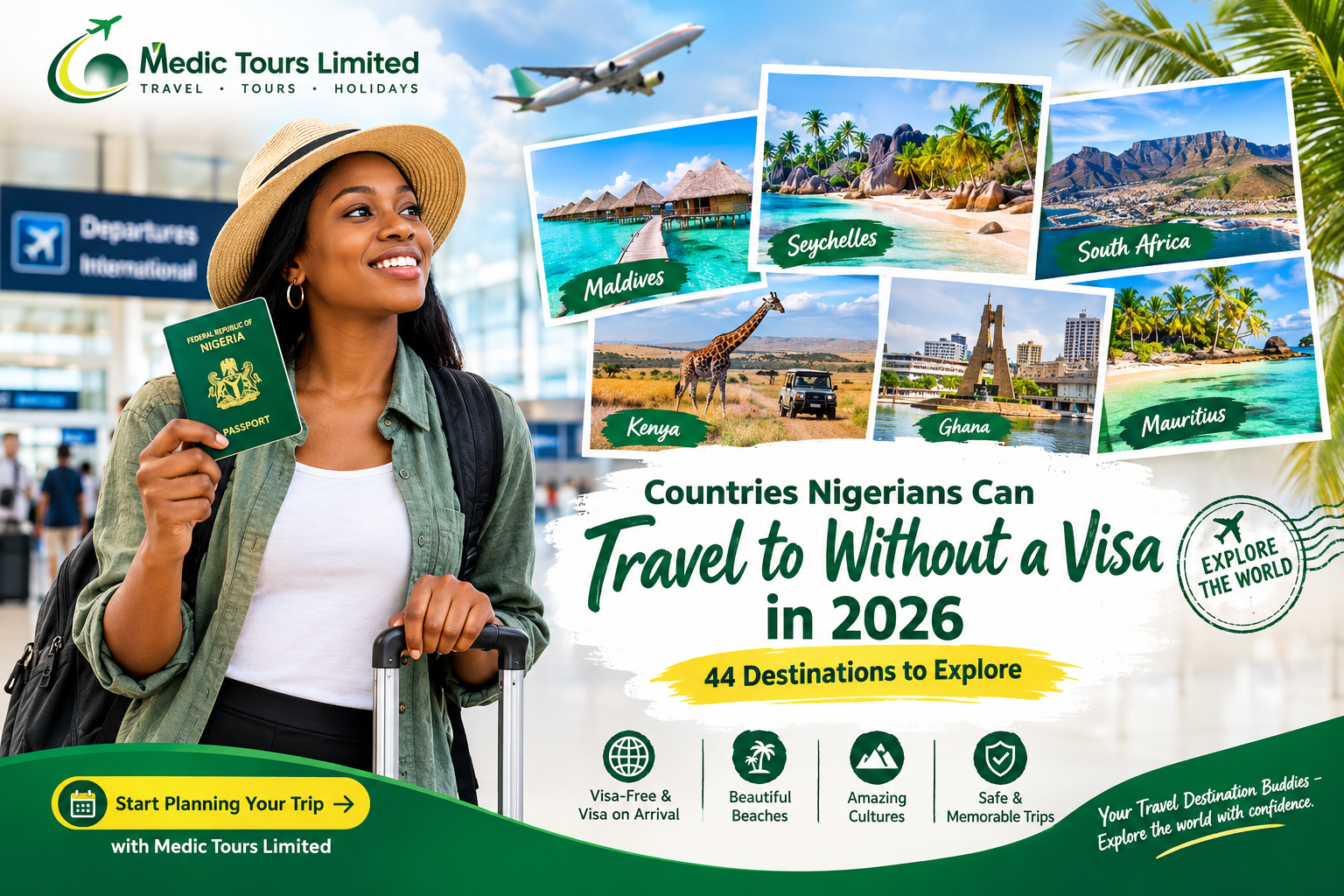 Visa-free and visa-on-arrival destinations for Nigerian travellers in 2026