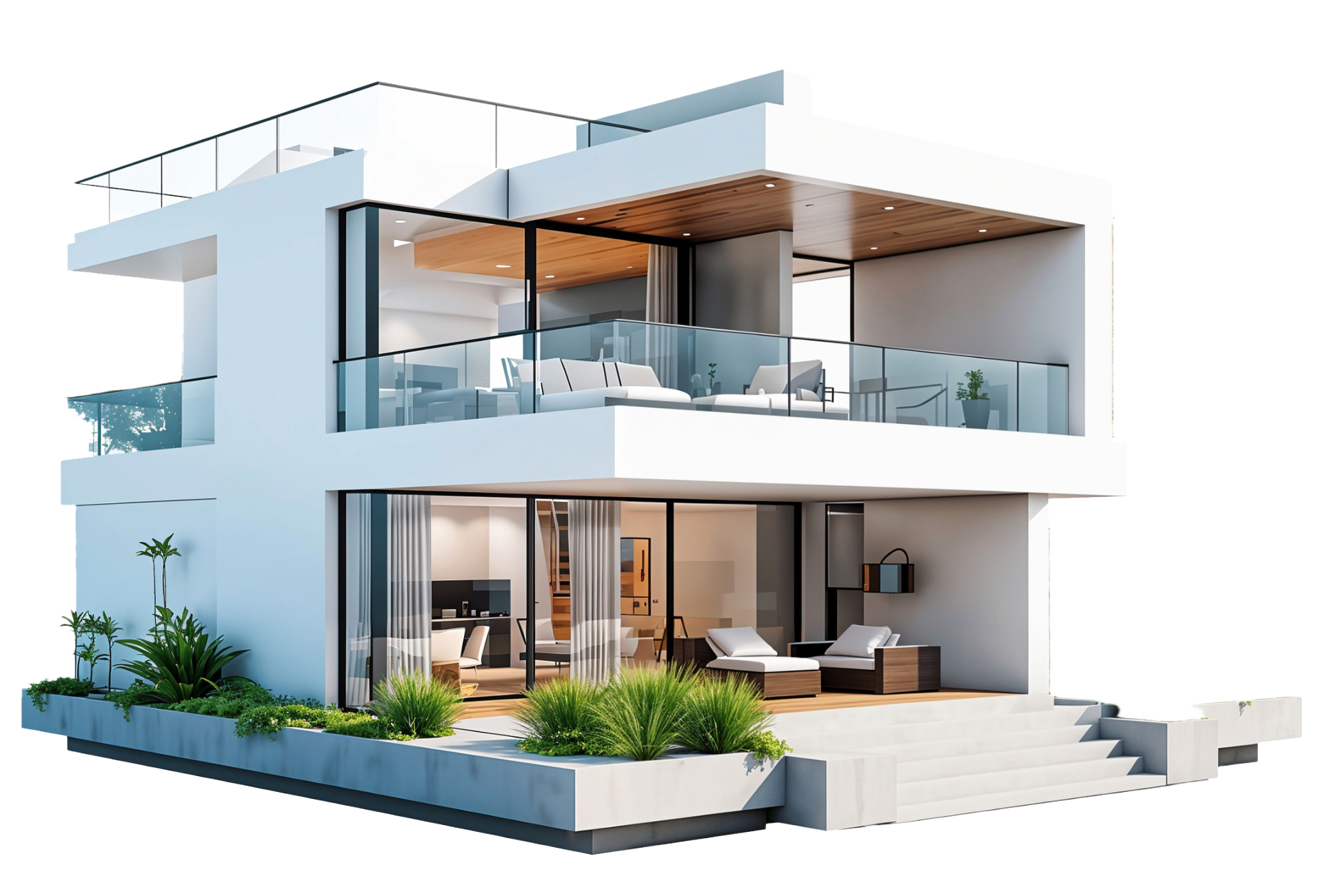 Maison moderne avec palmiers au Maroc