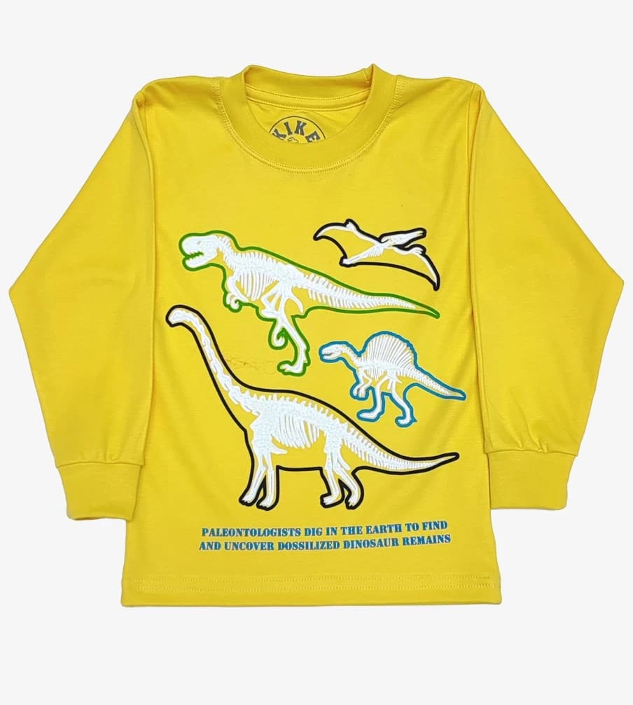 polo manga larga amarillo dino skeleton