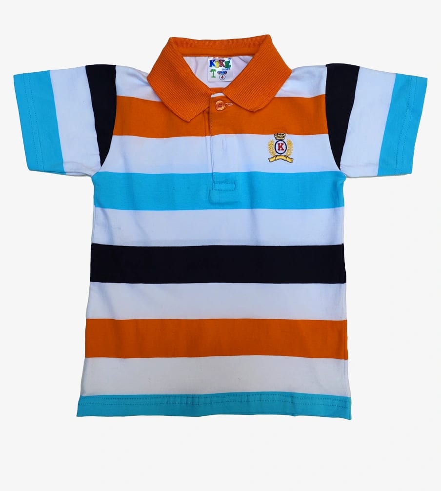 polo manga corta listado naranja celeste azul