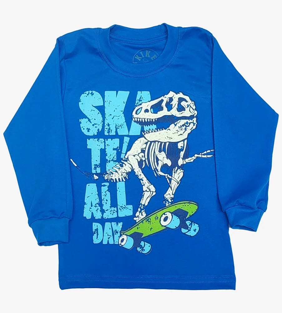 polo manga larga azulino dino skate