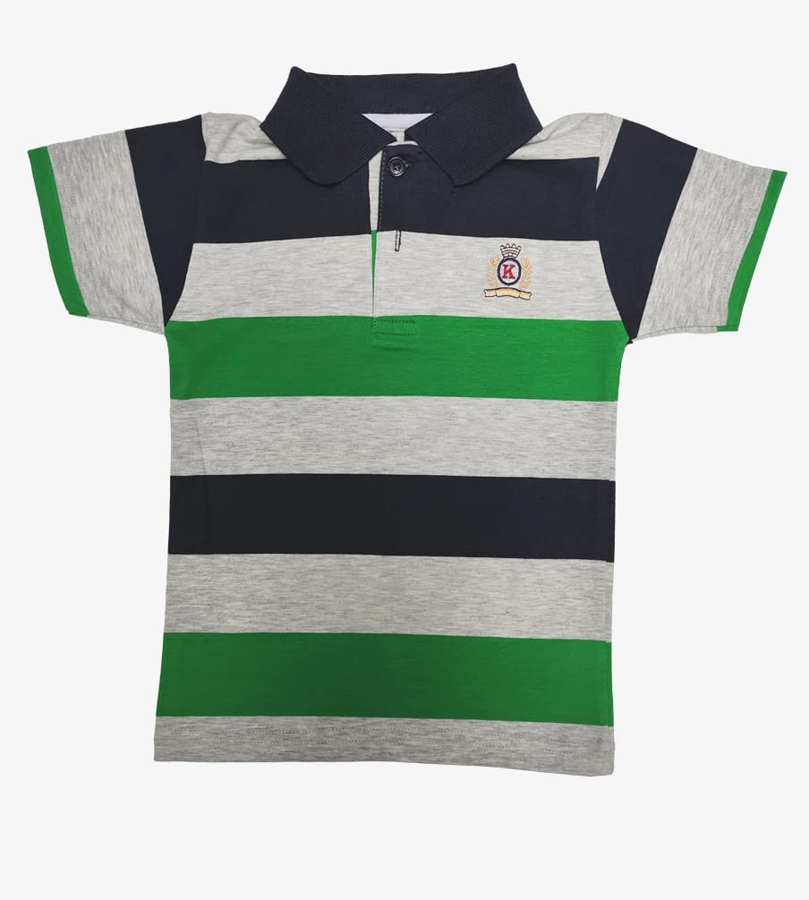polo manga corta listado verde gris