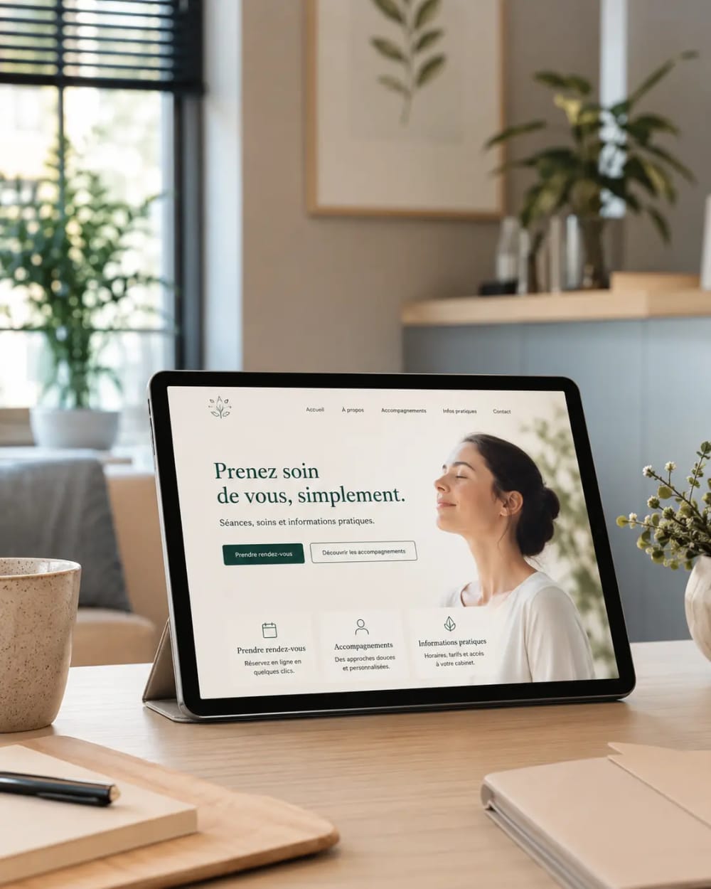 Exemple de site internet professionnel pour praticien, cabinet ou institut de santé et bien-être, conçu pour présenter les soins et faciliter la prise de rendez-vous