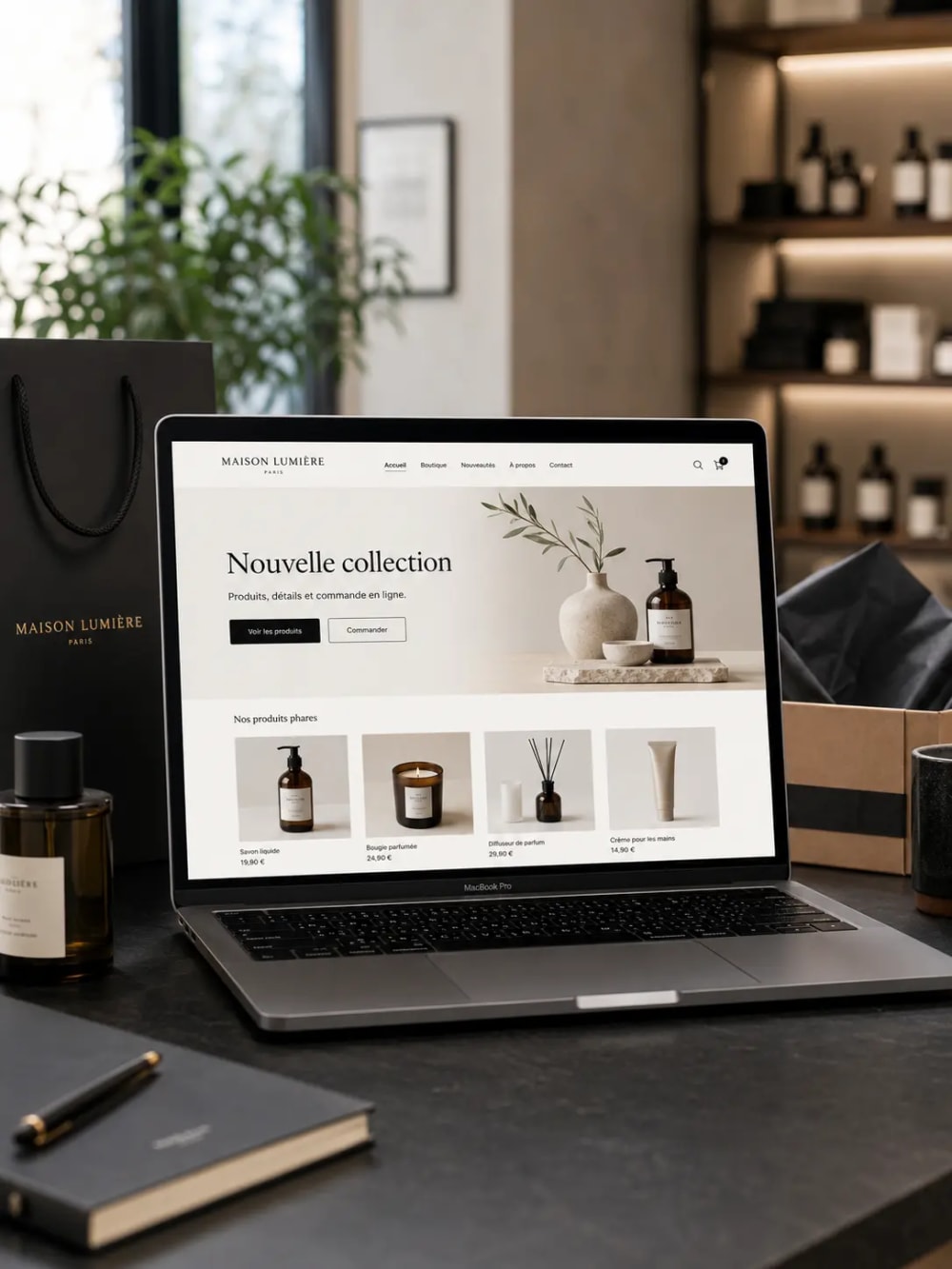 Exemple de site e-commerce professionnel conçu pour présenter les produits, rassurer les visiteurs et fluidifier le parcours d’achat en ligne