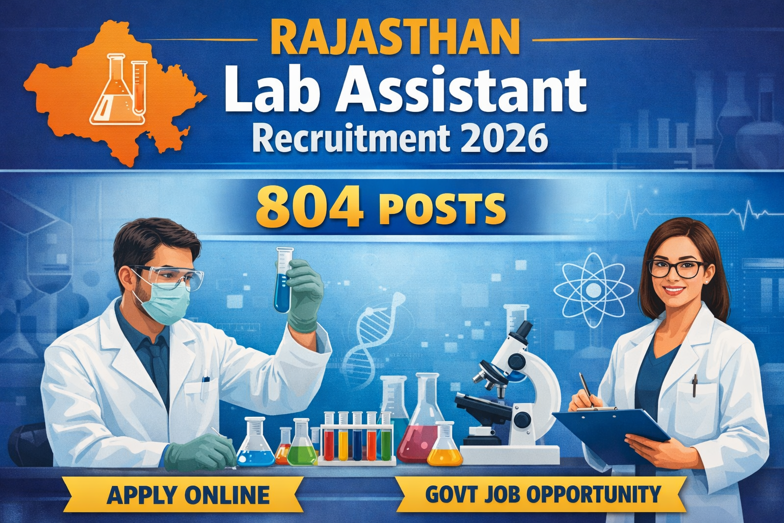 Rajasthan Lab Assistant Recruitment 2026 for 804 Posts