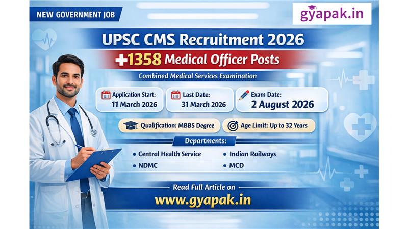 UPSC Combined Medical Services Vacancy for 1358 Posts
