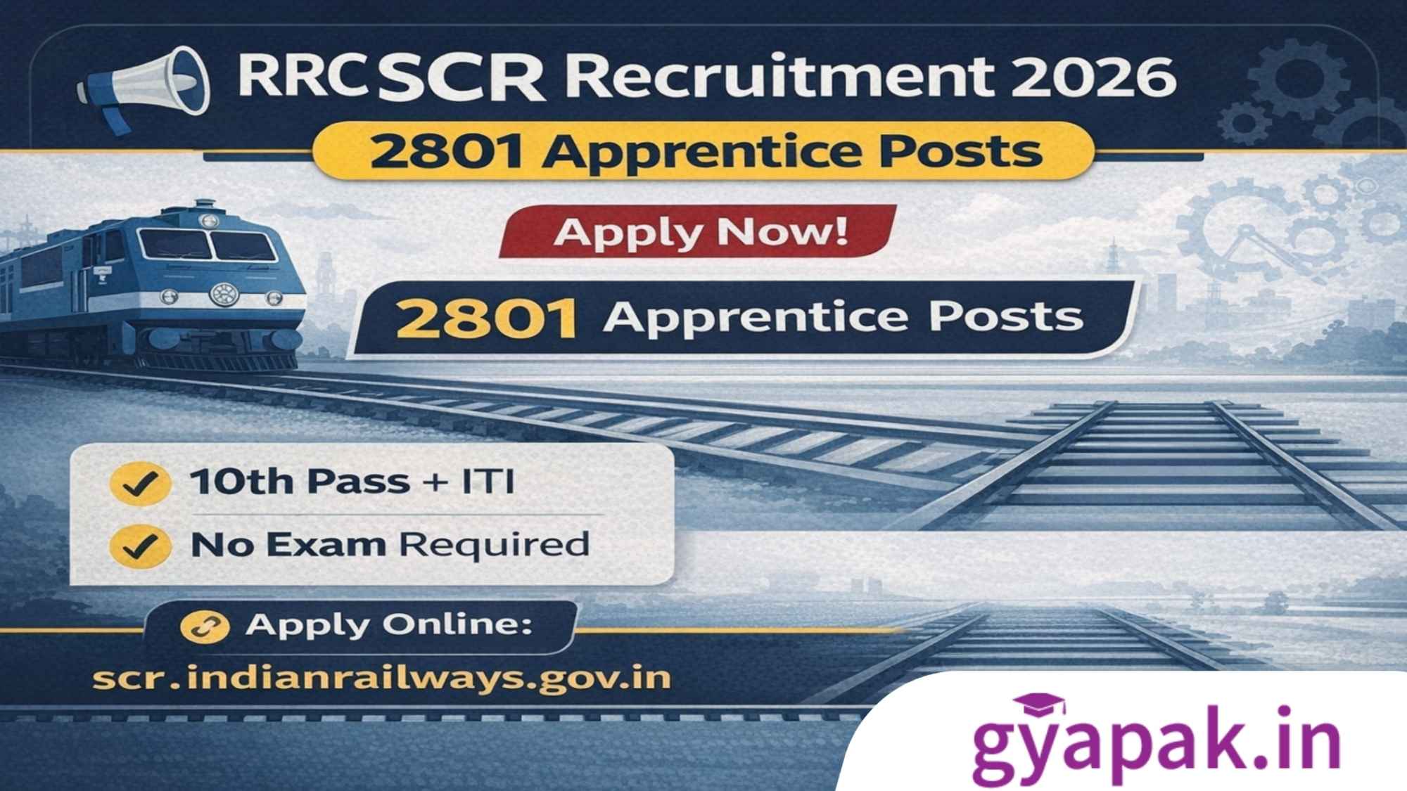 RRC Southern Central Railway Recruitment: 2801 Apprentice Posts