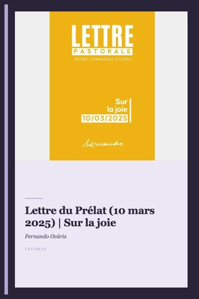 Lettre du Prélat (10 mars 2025) | Sur la joie