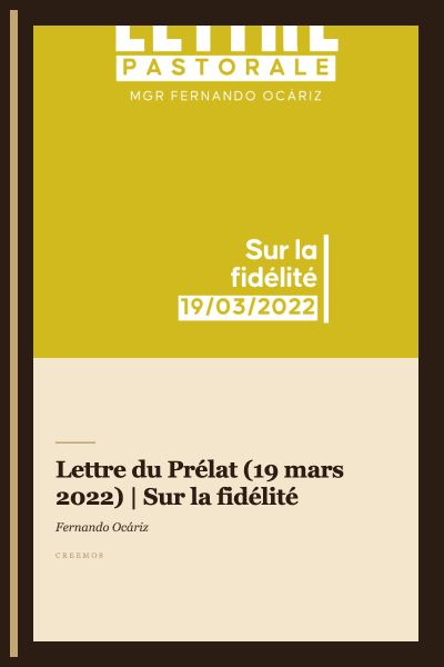 Lettre du Prélat (19 mars 2022) | Sur la fidélité