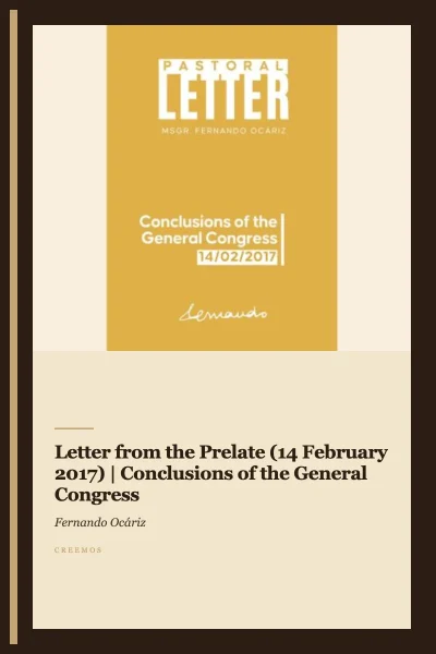 Letter from the Prelate (14 February 2017) | Conclusions of the General Congress