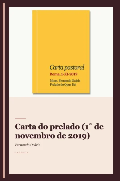 Carta do prelado (1˚ de novembro de 2019)