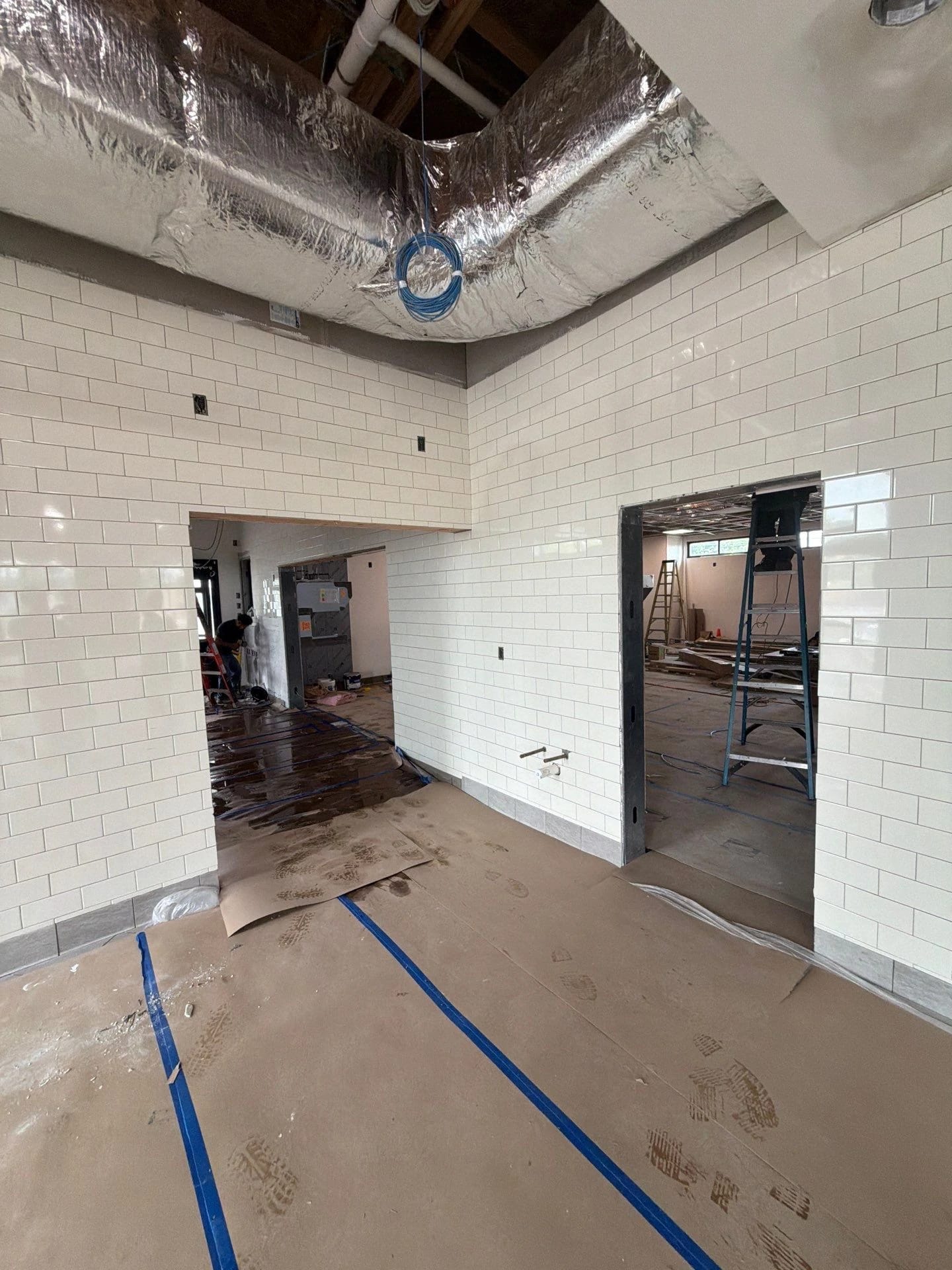 Restaurant tile and interior surfaces during the buildout