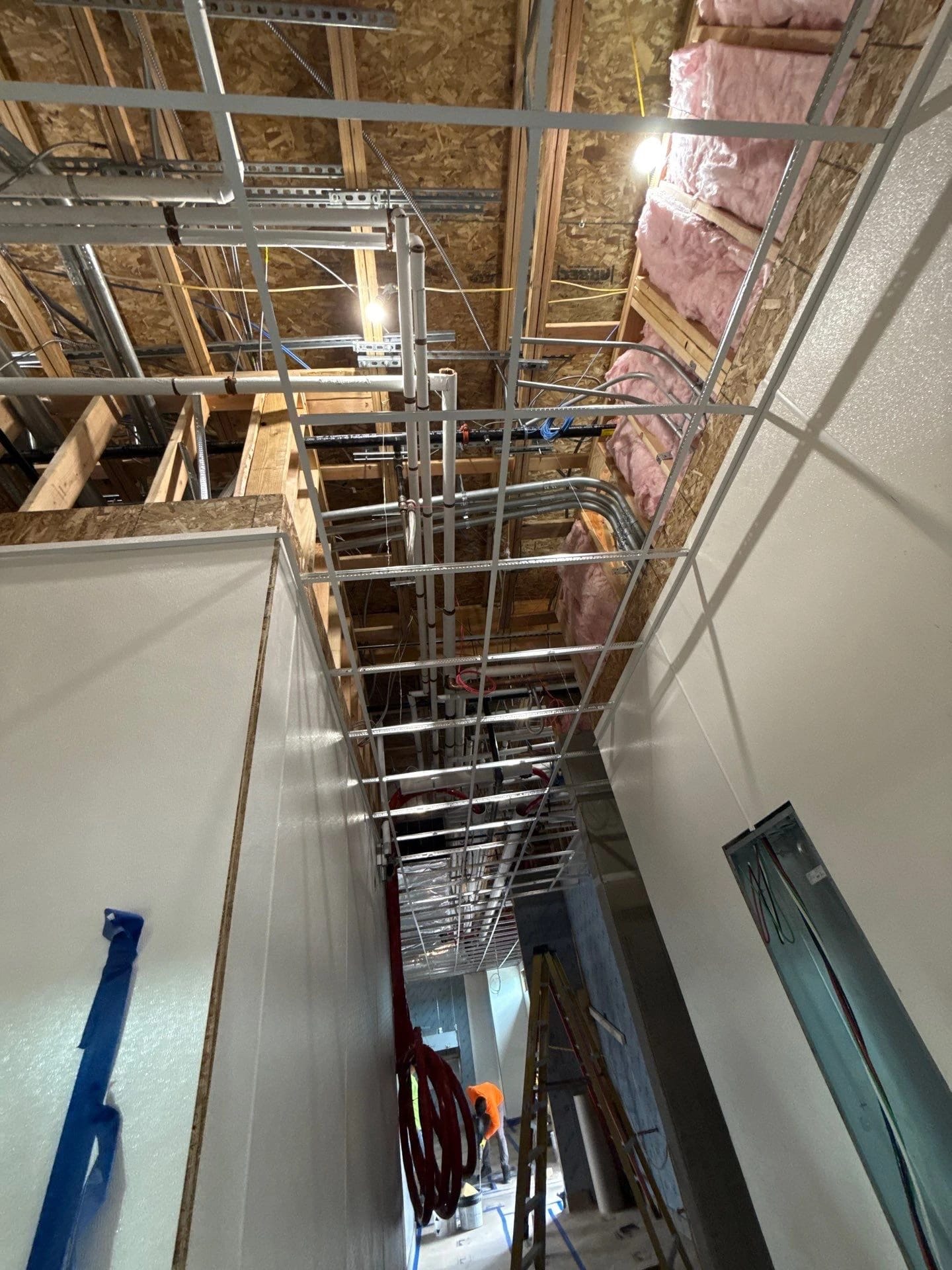 Ceiling coordination during the restaurant interior buildout