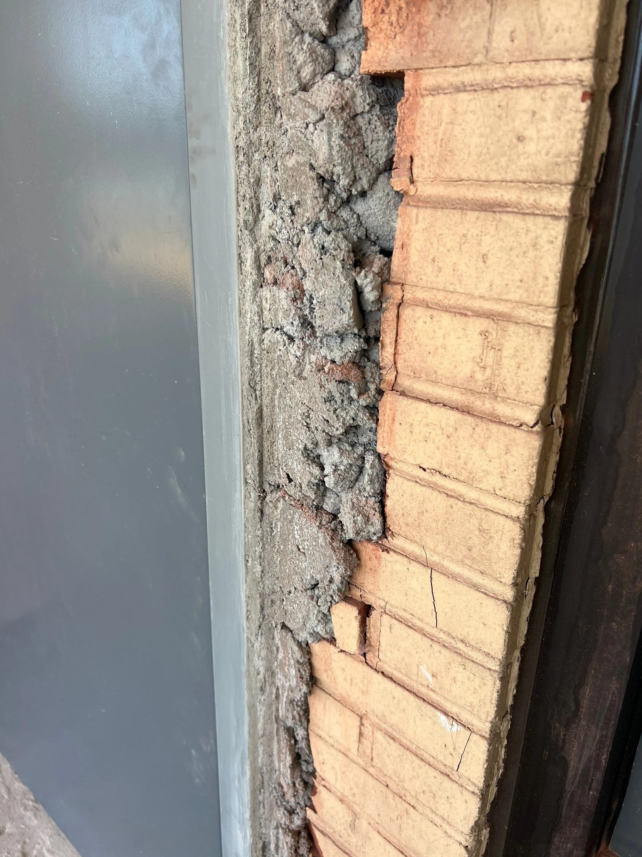 Brick repair detail at the retail property