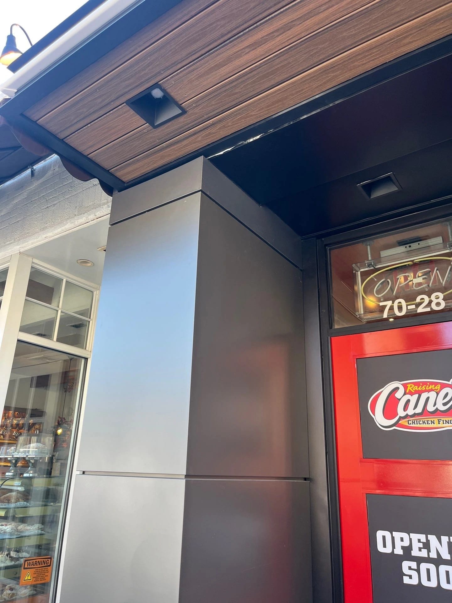 Exterior facade panel detail at Raising Cane’s