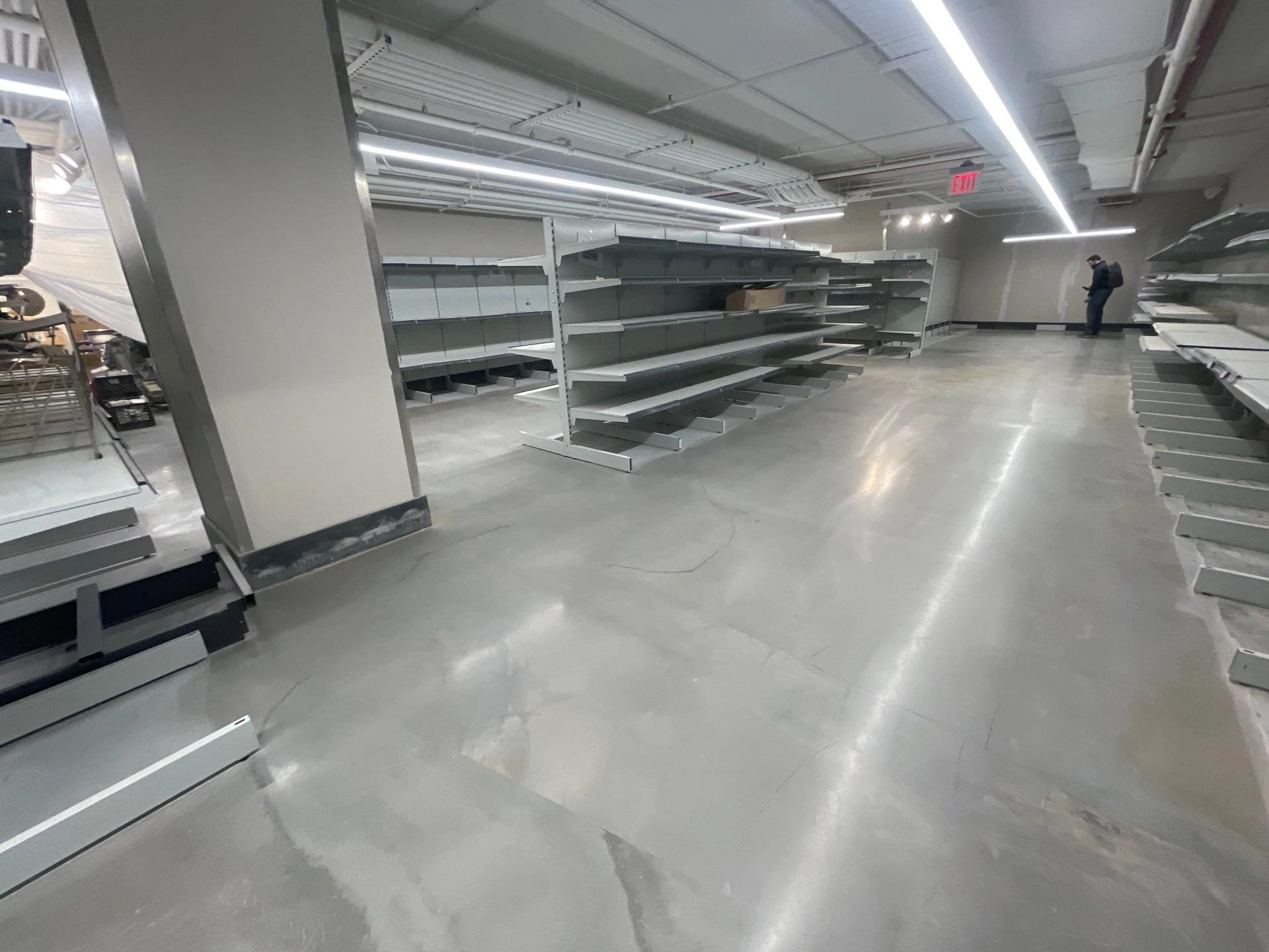 Wide view of the finished concrete supermarket floor