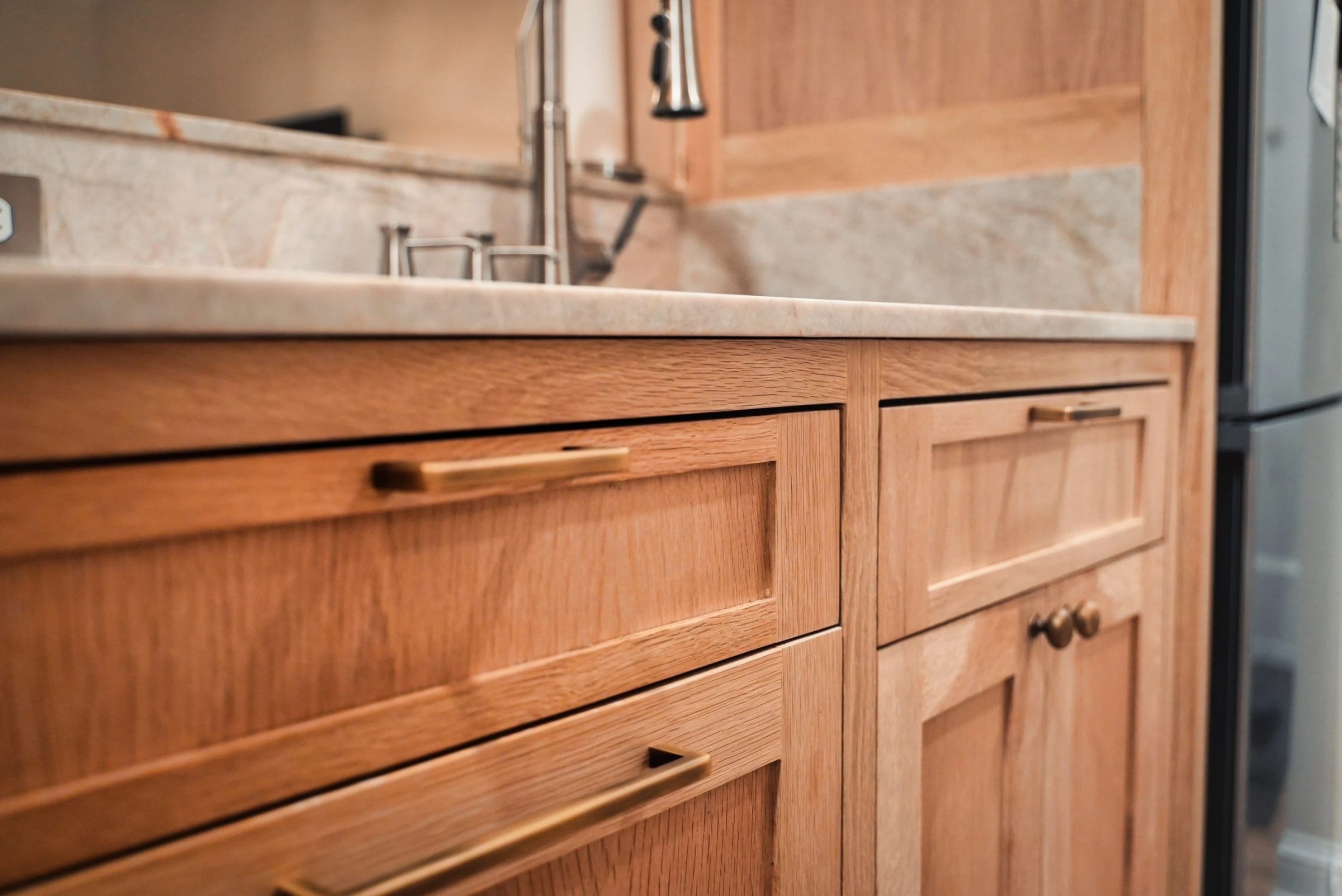 Custom kitchen cabinet drawer detail