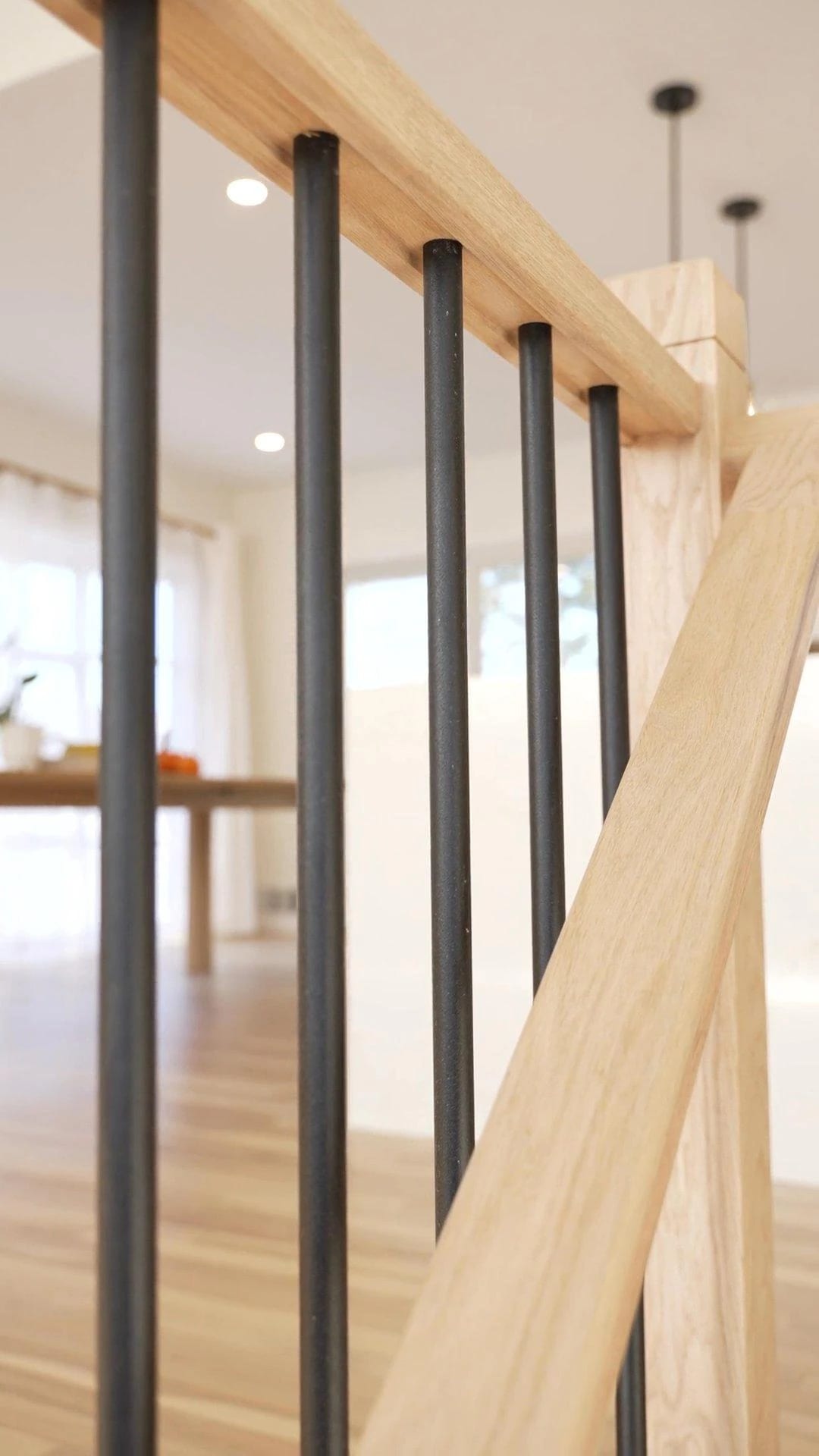 Timber and metal rail detail beside the renovated kitchen