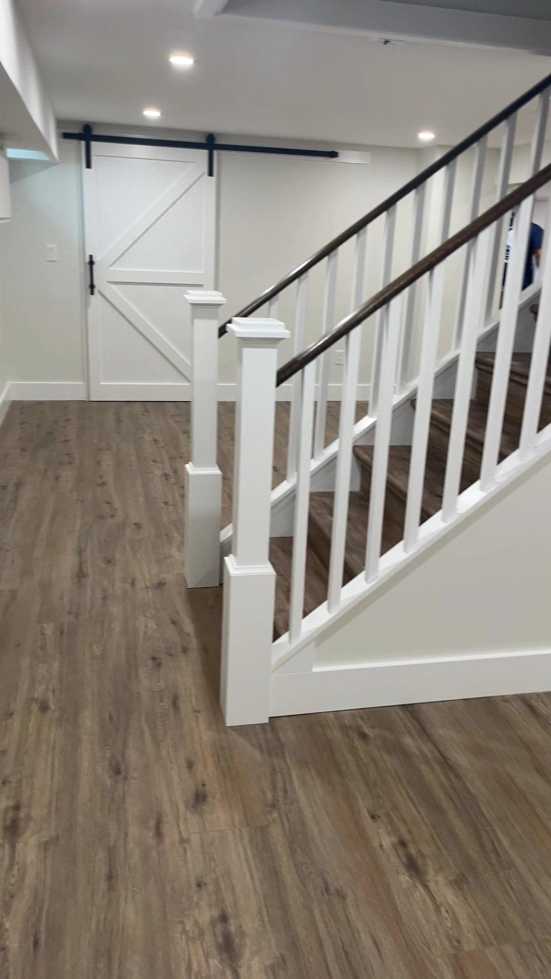 Finished stair detail in the basement renovation