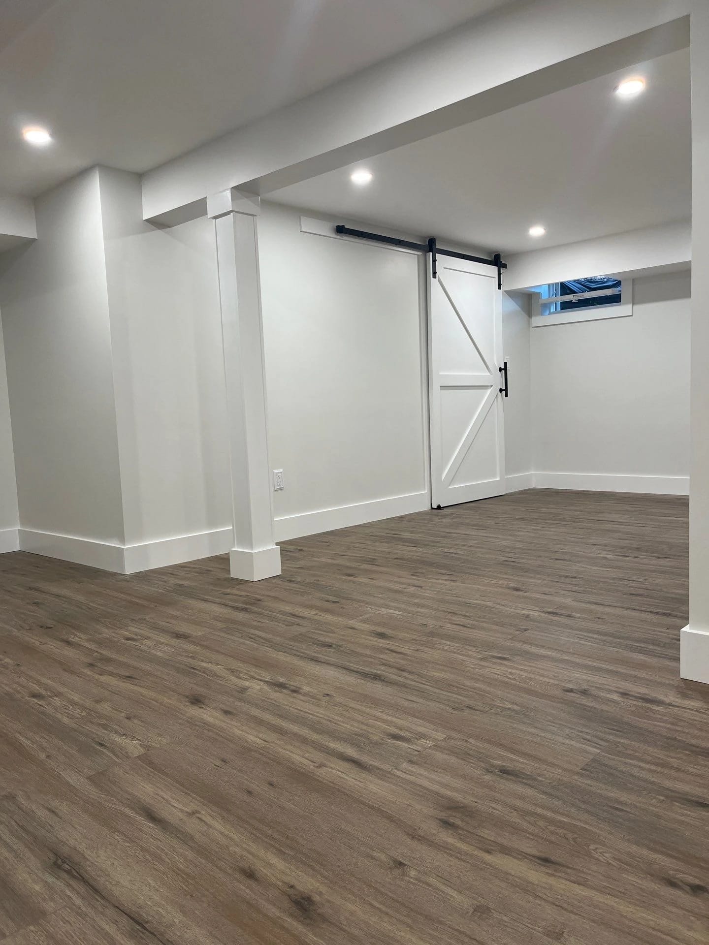 Basement flooring, interior door and trim