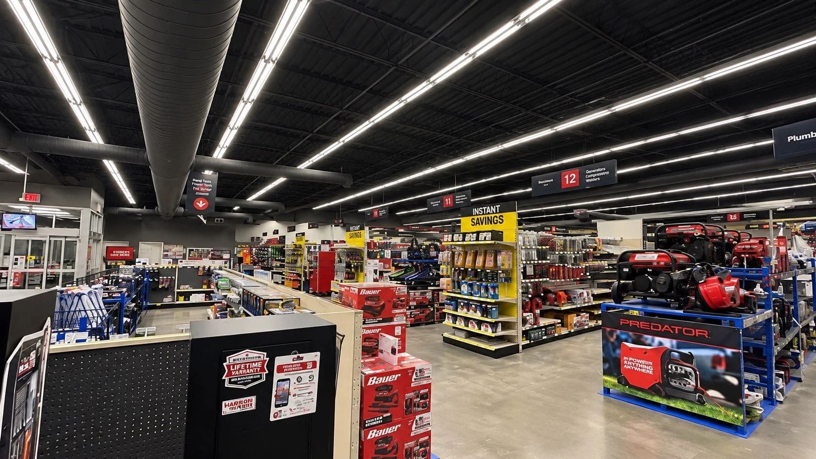 Store Interior full deck painted and ductwork.