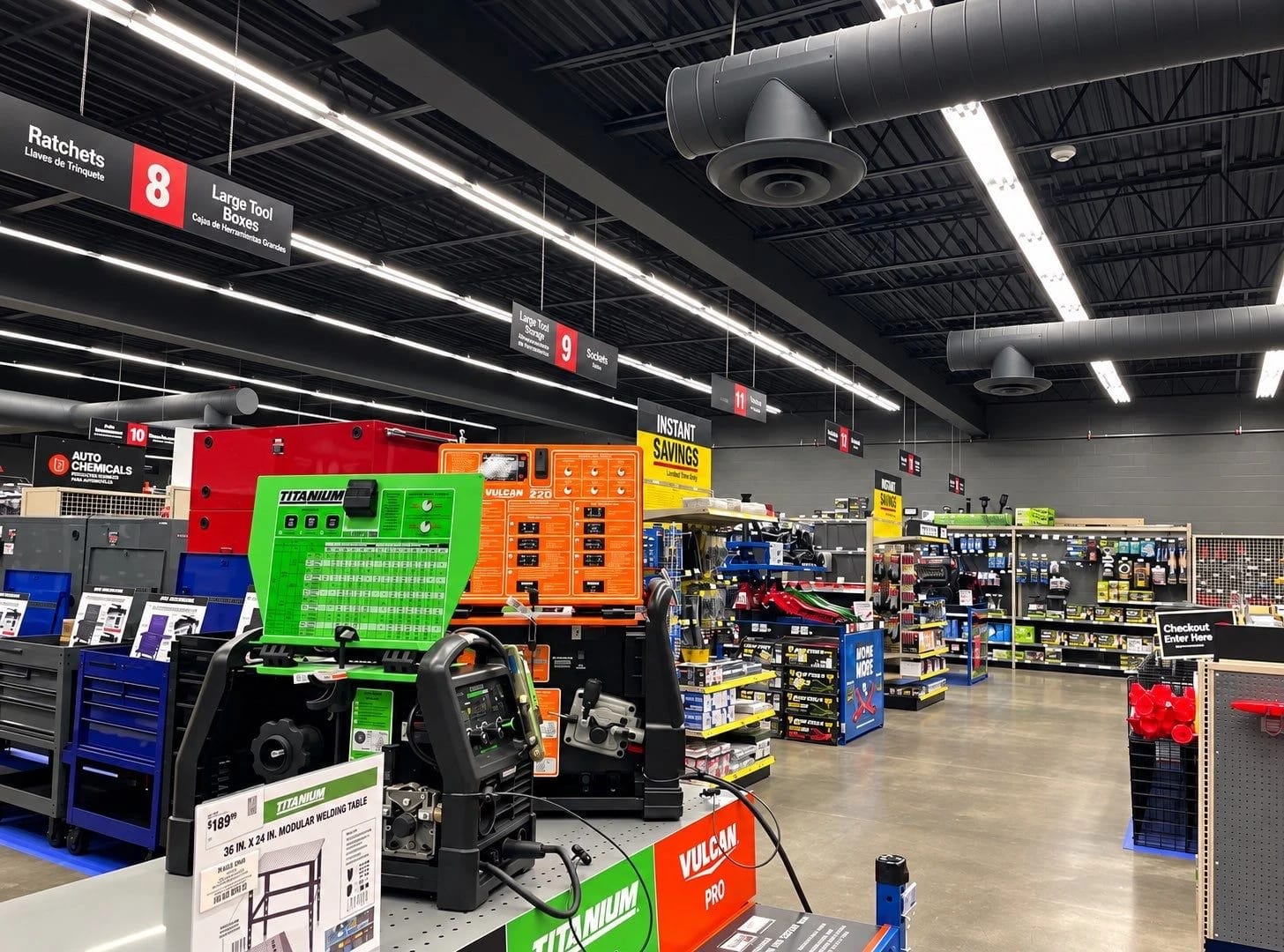 Store Interior full deck painted and ductwork.