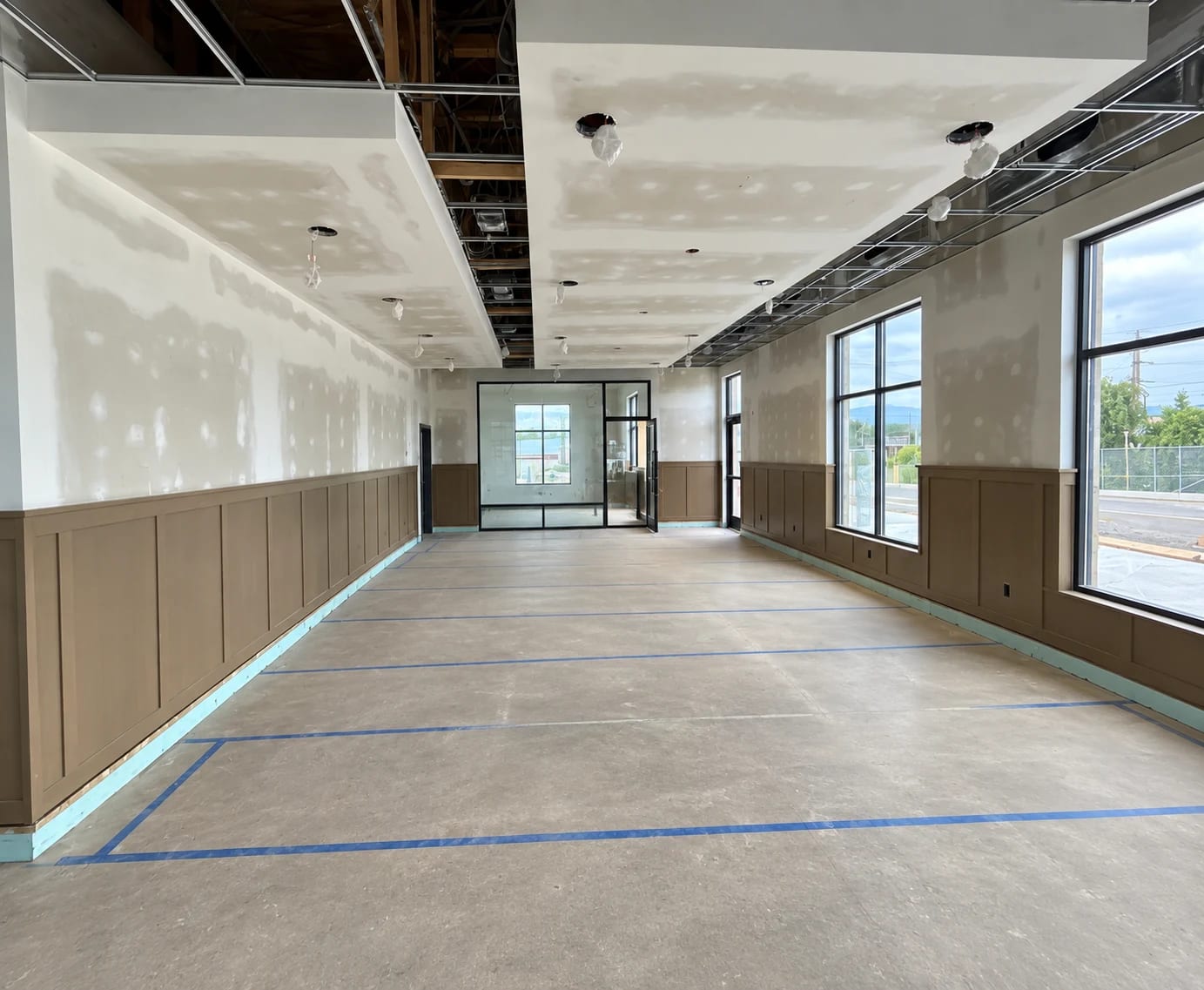 Interior ceilings and soffit progress.
