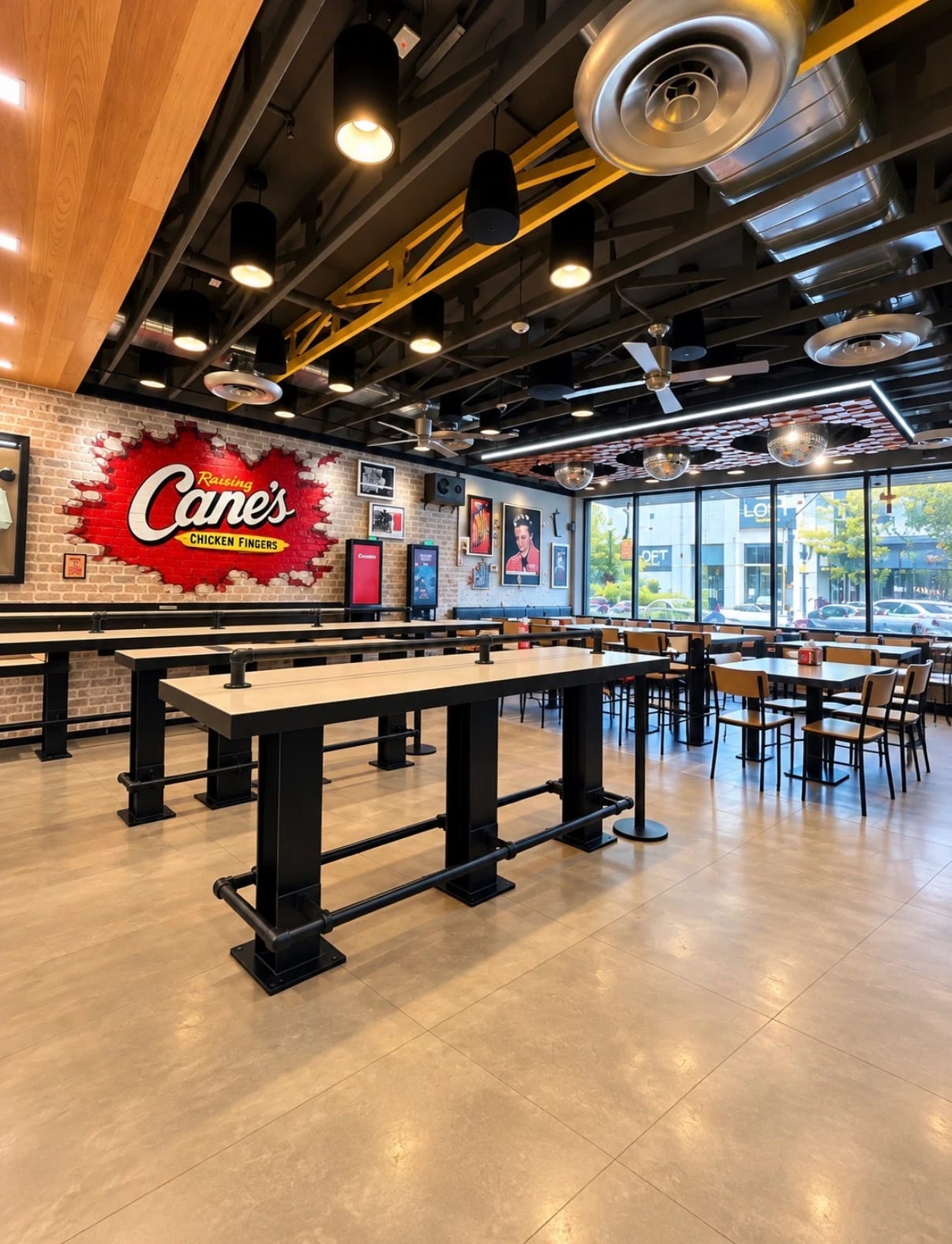 Completed interior with storefronts.
