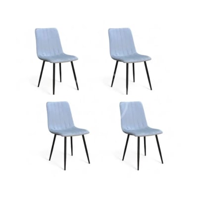 Silla Tapizada Velvet Lineas Gris 4 Unidades