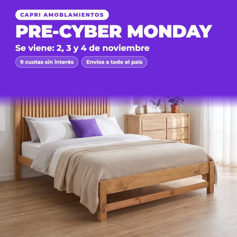 Pre-Cyber 2026 (cama varillada + cajonera nórdica)