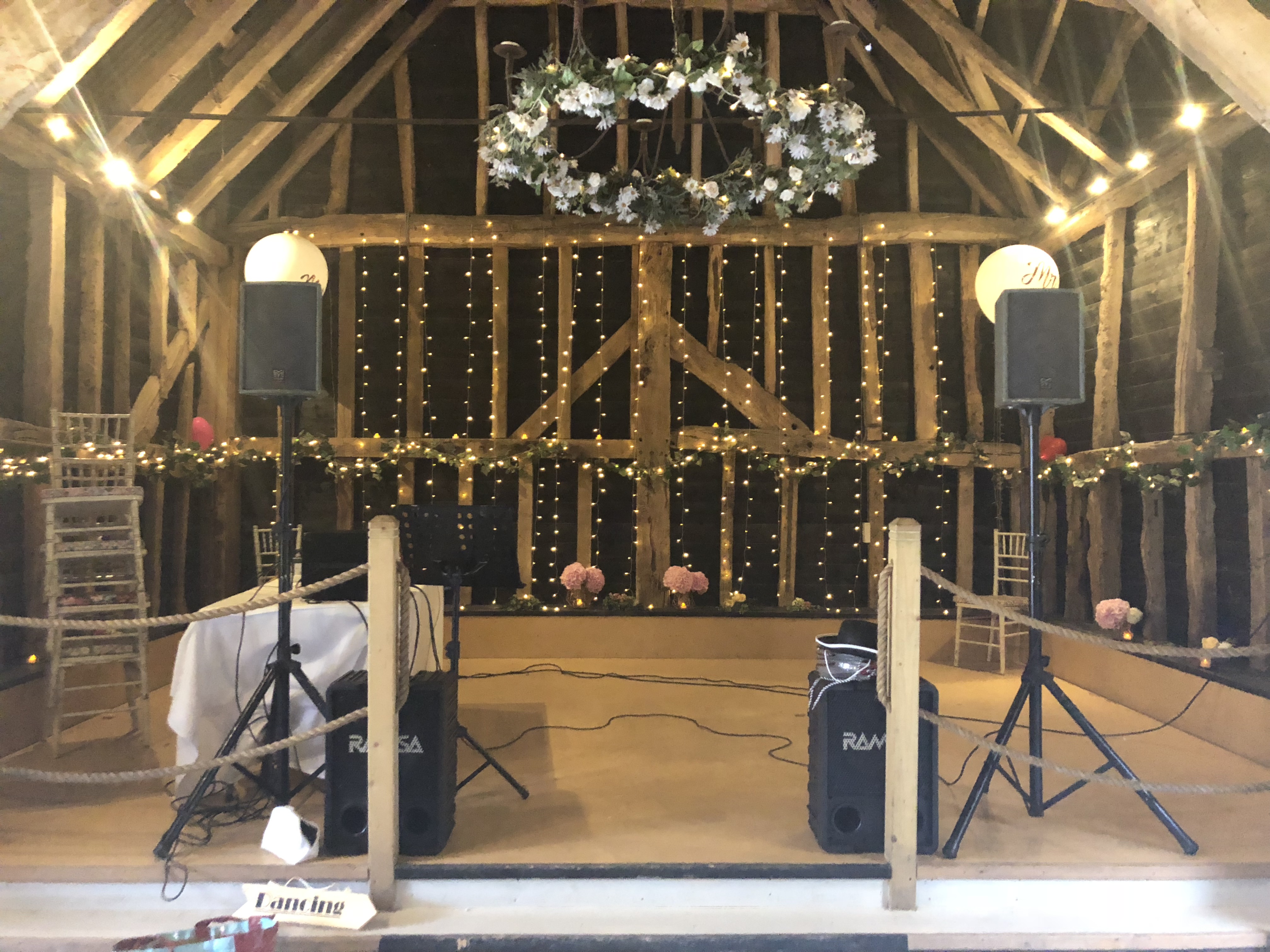 musical set for a wedding venue