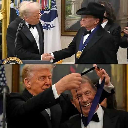 President Trump delivered a HILARIOUS and UNEXPECTED compliment to George Strait after the country star removed his signature cowboy hat.