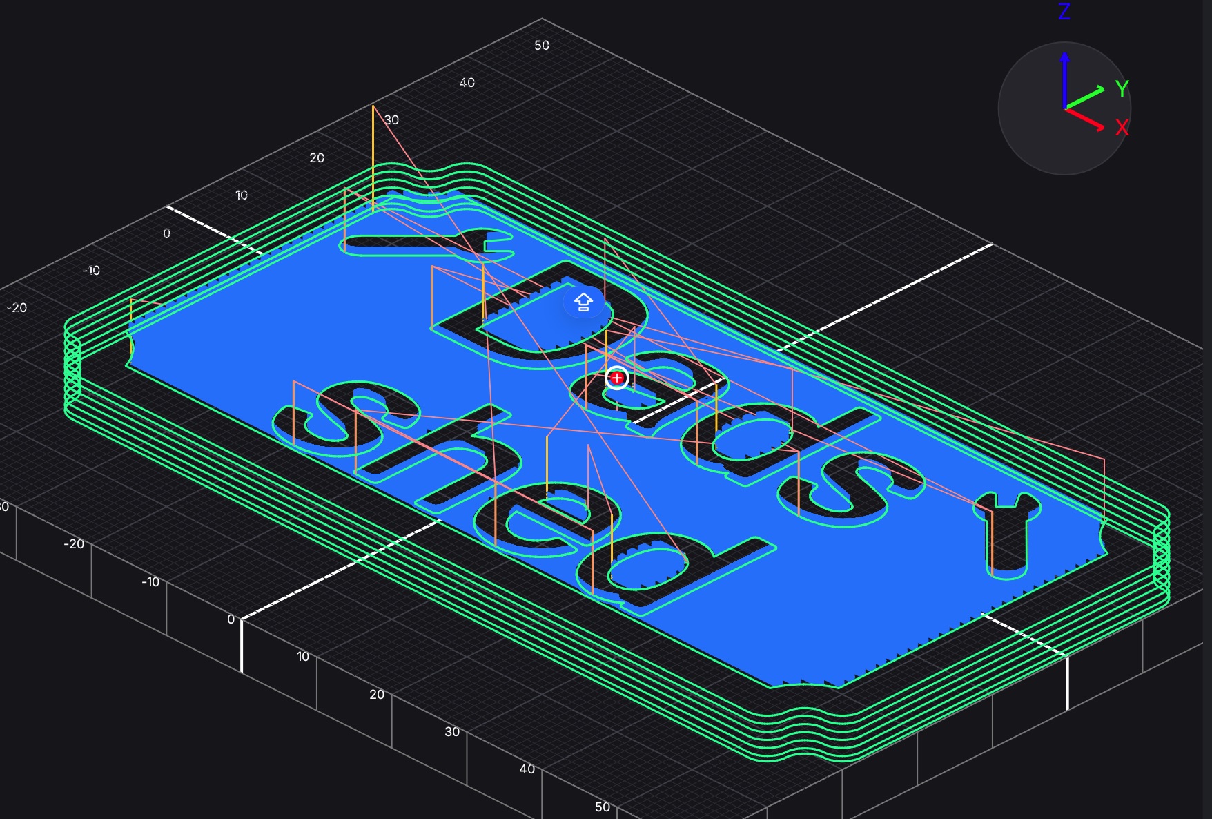 Simulator preview of the custom signage design