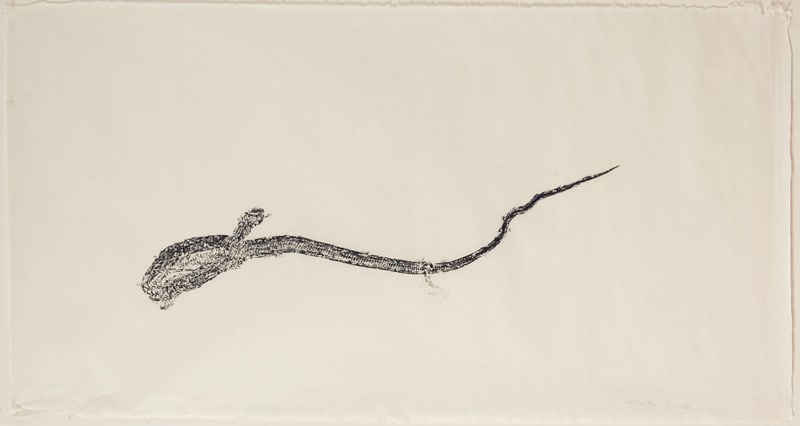 Simryn Gill, Naga Doodles #5.2 (Indochinese rat snake), 2017, 75 x 140 cm, monoprint on paper.